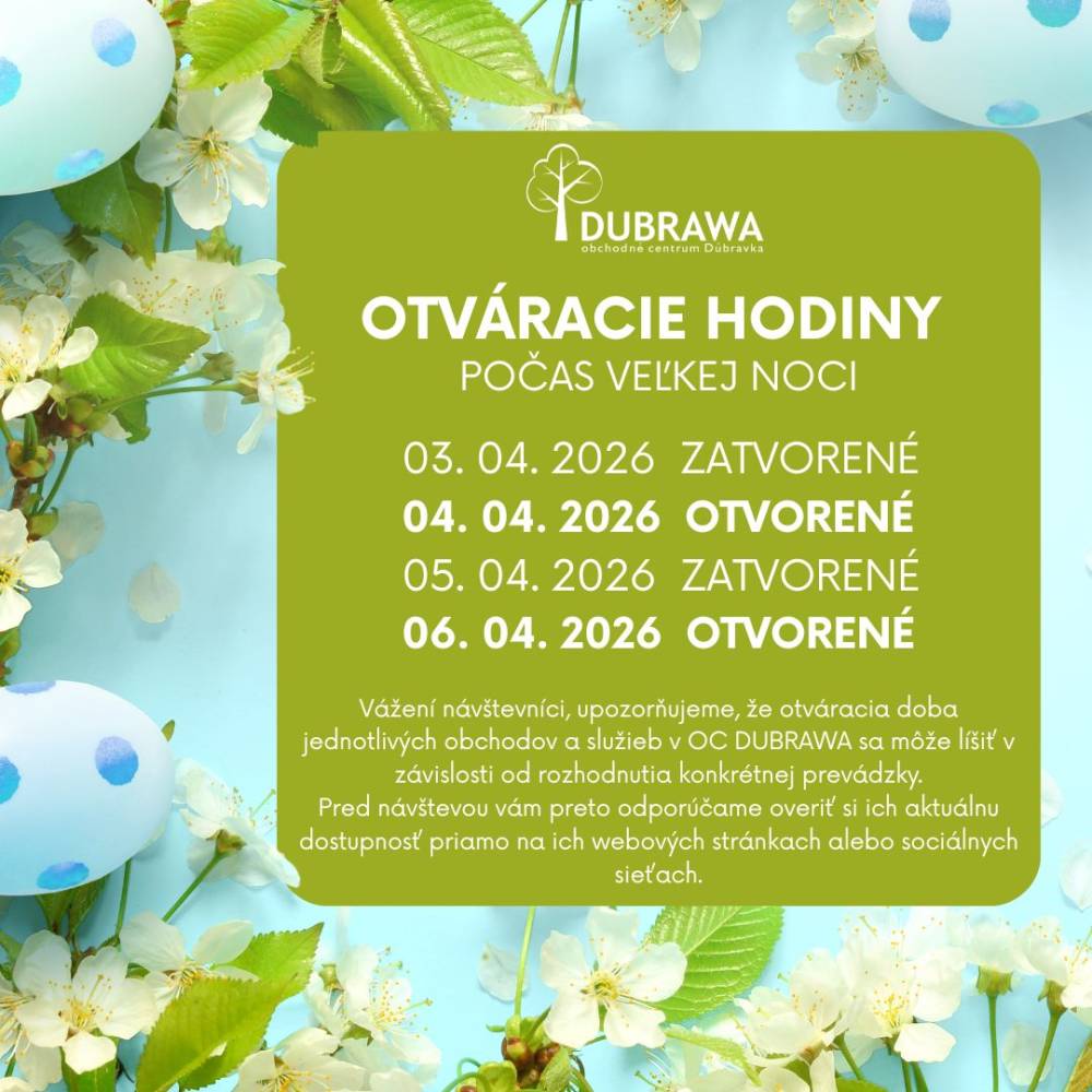 Otváracie hodiny počas Veľkej noci 2026