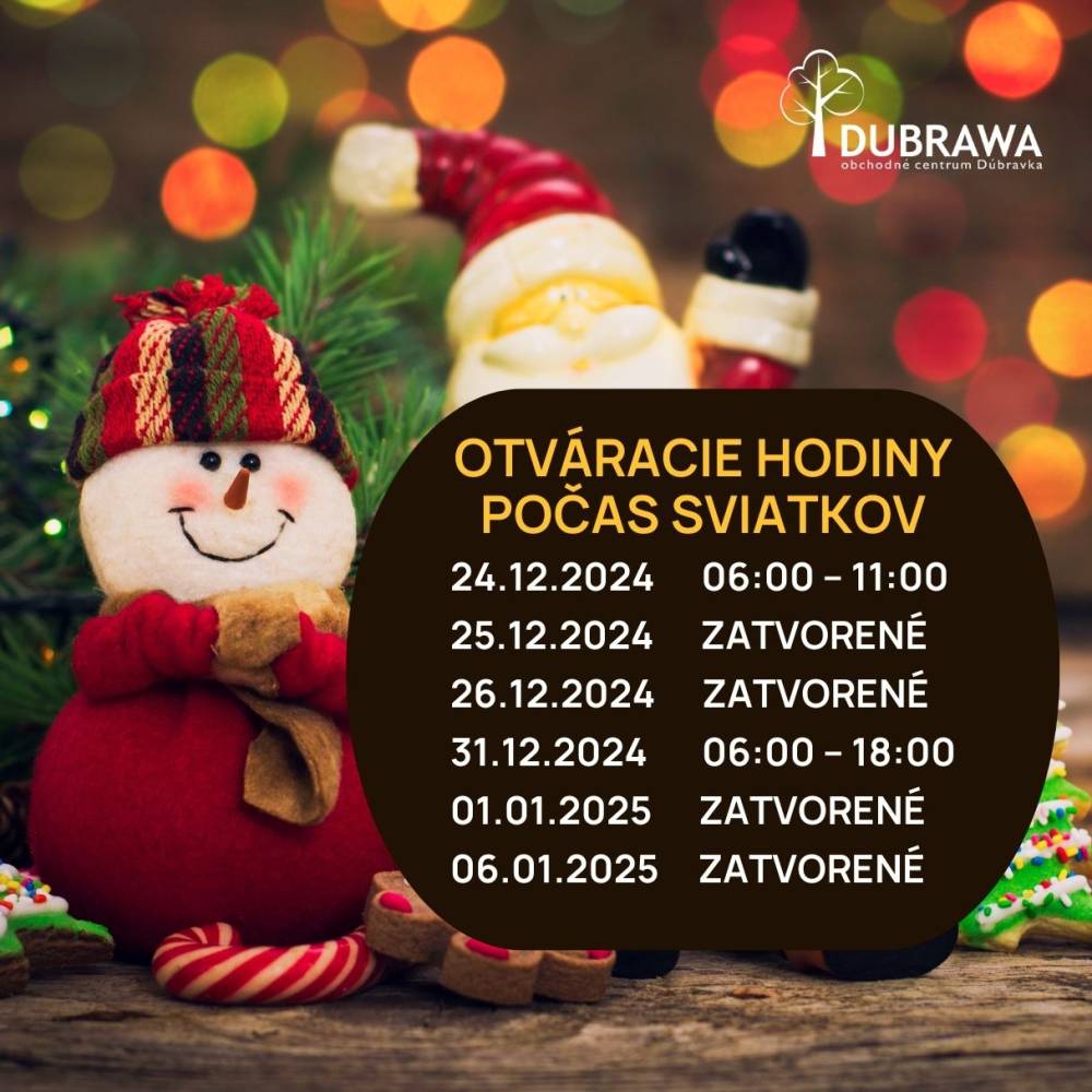 Otváracie hodiny počas sviatkov
